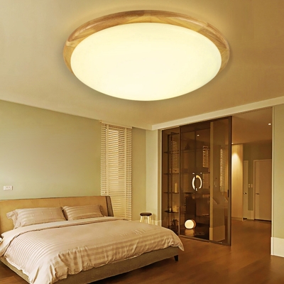 Circular Casual Wood Living Room Surface Mount Ceiling Light Fixture with Direct Wired Electric