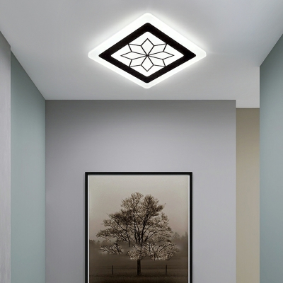 Fixed Wiring  Surface Mount  Ceiling Light Fixture in Alloy Adapted for Led Light Fixture with Plexiglass Lampshade in a Minimalist  Style