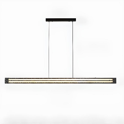 Linear Vitreous Shade Direct Wired Electric Light Over Kitchen Table Adapted for Led Light in a Casual Style, Adaptable Hanging Length