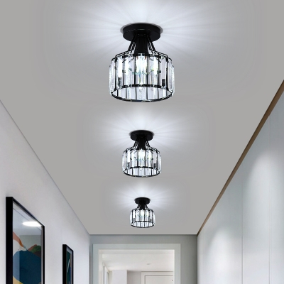 Tube-shaped Object  Semi Flush Ceiling Lighting with Rock Crystal Shade in a Modern Style
