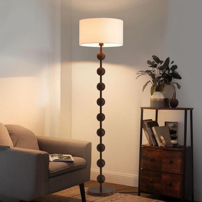 1 Light Textured Fabric Shade Floor Lamp with Foot Switch and Alloy Fixture Adapted