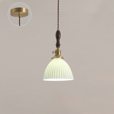 Adjustable Suspension Length Fixed Wiring Vaulted Pendant Light Adapted for Led & Incandescent/ Fluorescent with Ceramics Shade for Residential Use