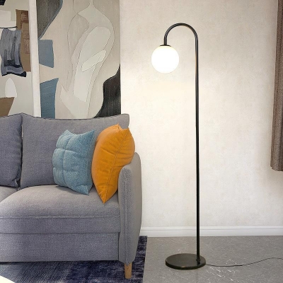 1 Light Opalescent Glass Traditional Floor Lamp with Chalk Vitreous Shade and Foot Switch Adapted for LED/Incandescent/Fluorescent, Switch Included