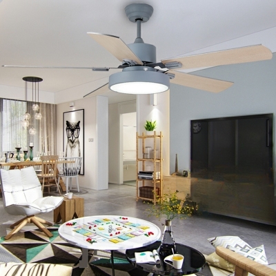 Pendant Bar Windmill Ceiling Fan with Light with 5 Blades and Metal Fixture Adapted for Led for Residential Use