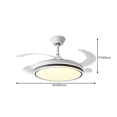 Sleek Modern Remote Control Ceiling Fan with Integrated LED Light and 4 Clear Plastic Blades