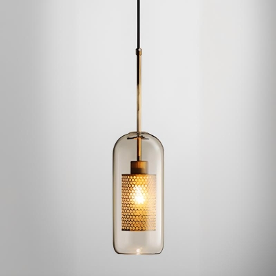 1 Light Vitreous Cover String Pendant with Shade Adapted for Led & Incandescent/ Fluorescent for Indoor, Transparent Glass