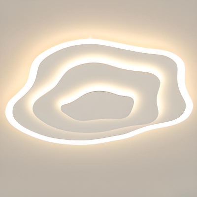 Contemporary Surface Mount Symmetrical White Ceiling Lamp for Residential Use with Metal Fixture Adapted for Led Light