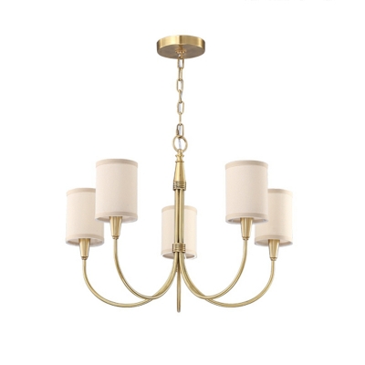 Modern Chain Starburst Directed Downward Light Chandelier  with Textile Shade