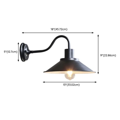 1 Light Ferruginous Shade Cone Down Wall Light Adapted for LED/Incandescent/Fluorescent for Outdoor, Fixed Wiring