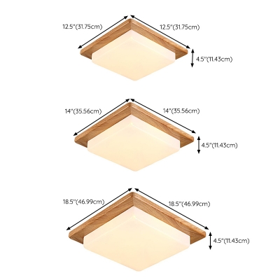 1 Light Minimalist Wooden Flush Mount Ceiling Sconce with Direct Wired Electric for Living Room