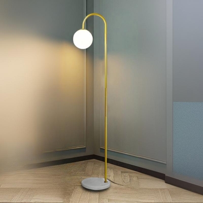 1 Light Opalescent Glass Traditional Floor Lamp with Chalk Vitreous Shade and Foot Switch Adapted for LED/Incandescent/Fluorescent, Switch Included