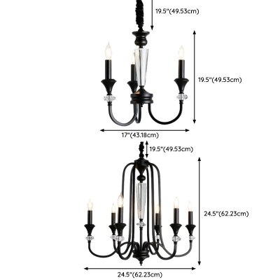 Candelabra Metal Hanging Light in a Modern Style, Adjustable Height