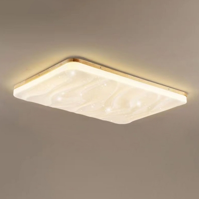 1 Light Modern Wooden Flat Mounted Ceiling Light with Direct Wired Electric for Living Room