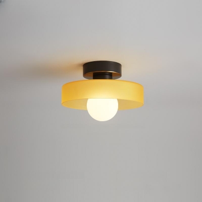 Contemporary  Glass Metal  Semi Flush Ceiling Lighting 1 Light Adapted for LED/Incandescent/Fluorescent Residential Use