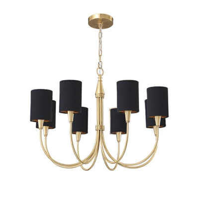 Modern Chain Starburst Directed Downward Light Chandelier  with Textile Shade