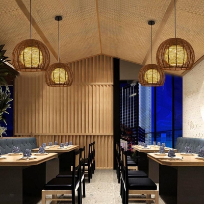 Residential Use Variable Hanging Length Led & Incandescent/ Fluorescent Fixed Wiring Pendant with Shade, Rattan Cover