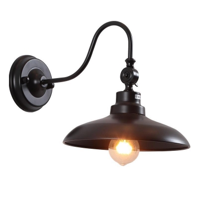 1 Light Down Wall Sconce for Outdoor Adapted for LED/Incandescent/Fluorescent with Ferruginous Midnight Black Shade