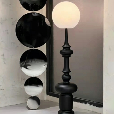 1 Light Resin Fixture Floor Lamp Adapted for LED/Incandescent/Fluorescent with White Shade for Residential Use in a Trendy  Style