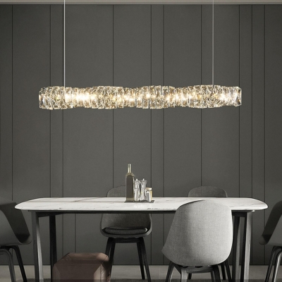 Modern Crystal Background Pendant Lighting for Kitchen Island for Residential Use Adapted for Led Light Fixture, Fixed Wiring
