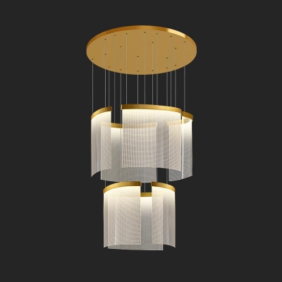 Tailorable Hanging Length LED Light Polymer Shade Thread Mounted Pendant Lamp with Fixed Wiring
