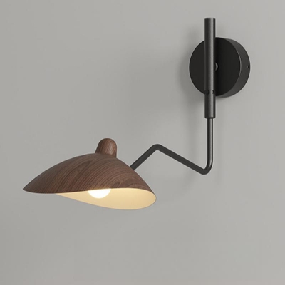 Fixed Wiring Down Metal Wall Sconce Adapted for LED/Incandescent/Fluorescent for Indoor & Residential Use with Iron Shade in a Modern Style