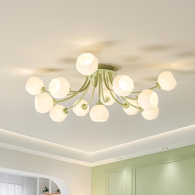 Minimalist LED/Incandescent/Fluorescent Semi Flush Mount Ceiling Light with Vitreous Shade for Residential Use