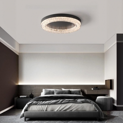 1 Light Circle Flush Mount Ceiling Fixture with Resin Shade, Hardwired