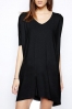 Plain V-neck Short Sleeve Dress in Loose Fit - Beautifulhalo.com