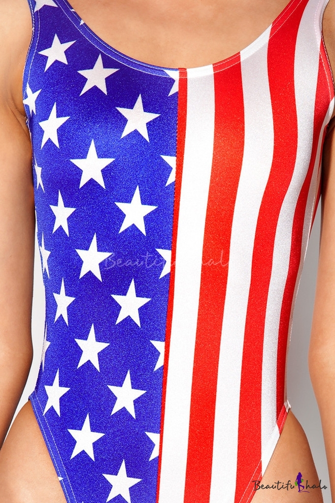 Flag Of Usa Print One Piece Swimsuit