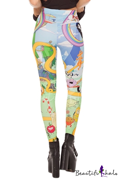 Cute and Colorful Cartoon Pattern Fashionable Elastic Leggings ...