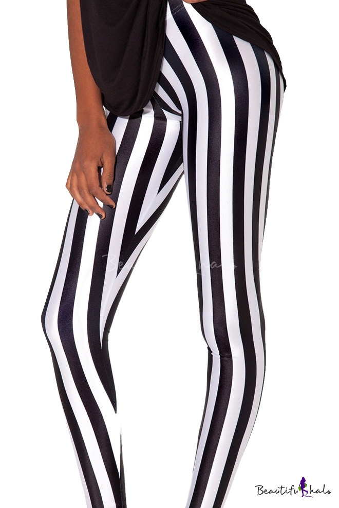 athleta black and white striped leggings