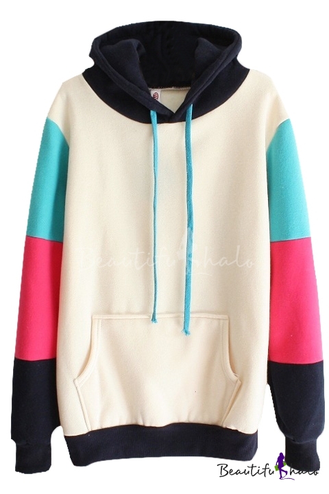 cheap color block hoodie