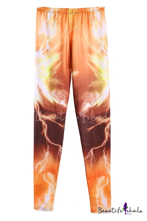 lightning print pants