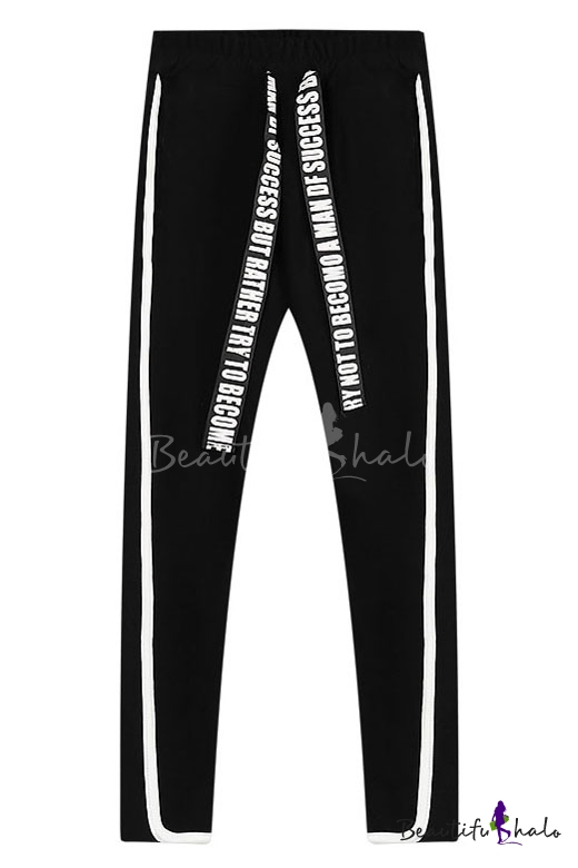 striped drawstring track pants