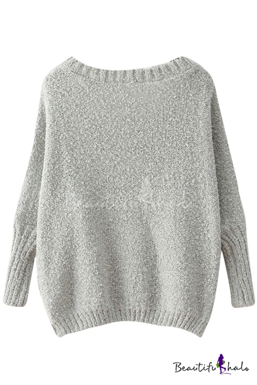 Boxy Owl Applique Long Sleeve Sweater with Round Neckline ...