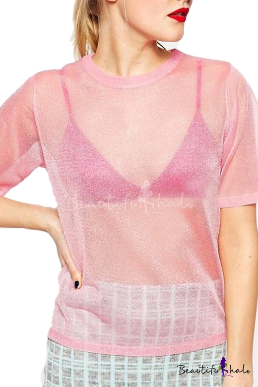 pink sheer mesh top