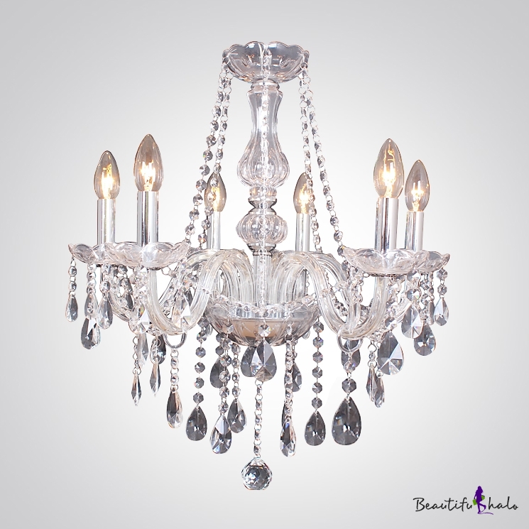 Chrome Finished Stunning Chandelier in Crystal Accent Style for Living ...