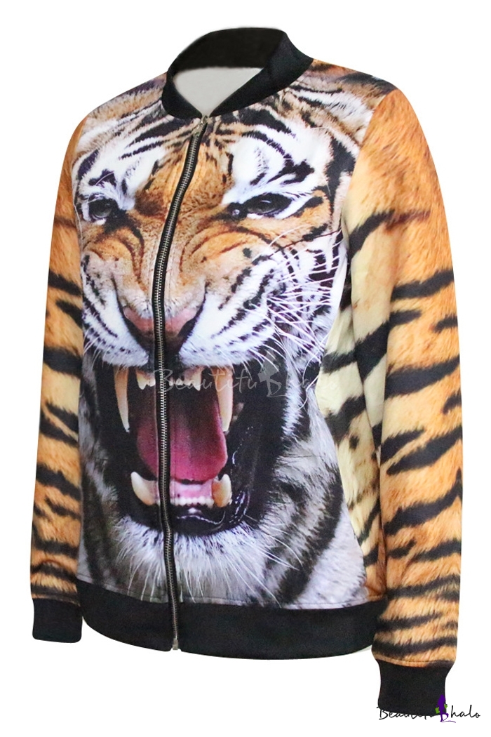 3D Tiger Print Baseball Jacket - Beautifulhalo.com