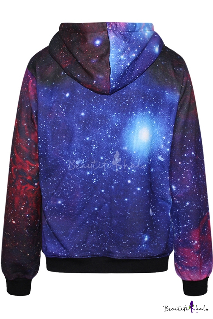 Purple Galaxy Print Hoodie - Beautifulhalo.com