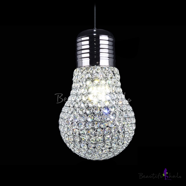 Large Crystal Bulb Sparkling LED Single Light 11.8"Wide Pendant Light