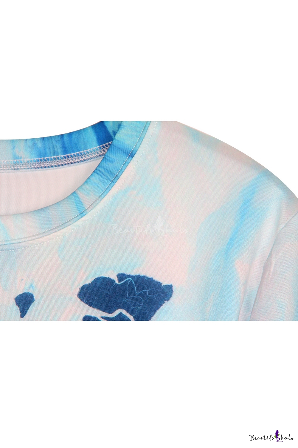 Blue Abstract Texture Print Sweatshirt - Beautifulhalo.com