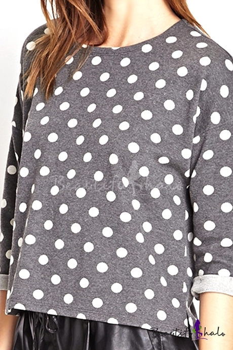 white polka dot shirt women's