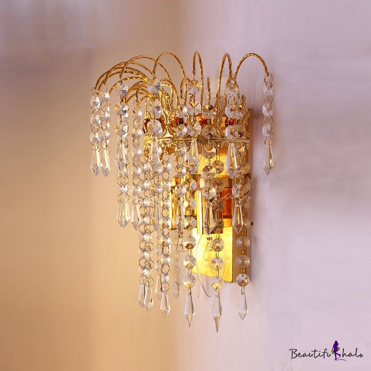 Gold Finsh Crystal Wall Sconce Offers Dramatic Addition to Your Decor ...