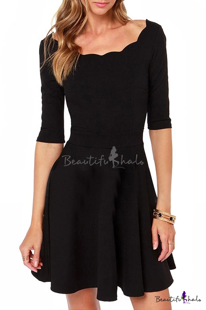 black half sleeve dress