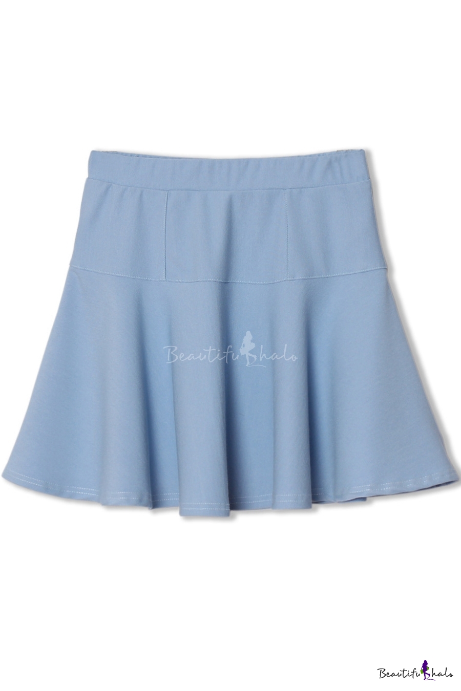 Plain Elastic Cotton Skater Skirt - Beautifulhalo.com