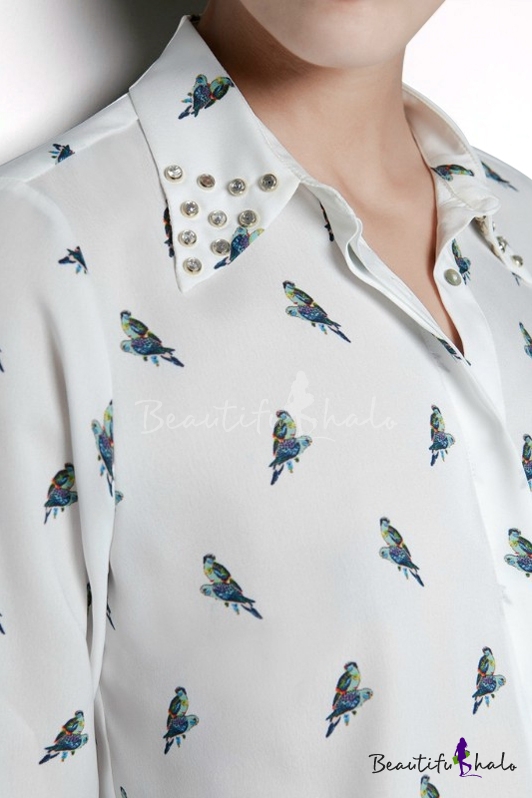 bird print blouse uk