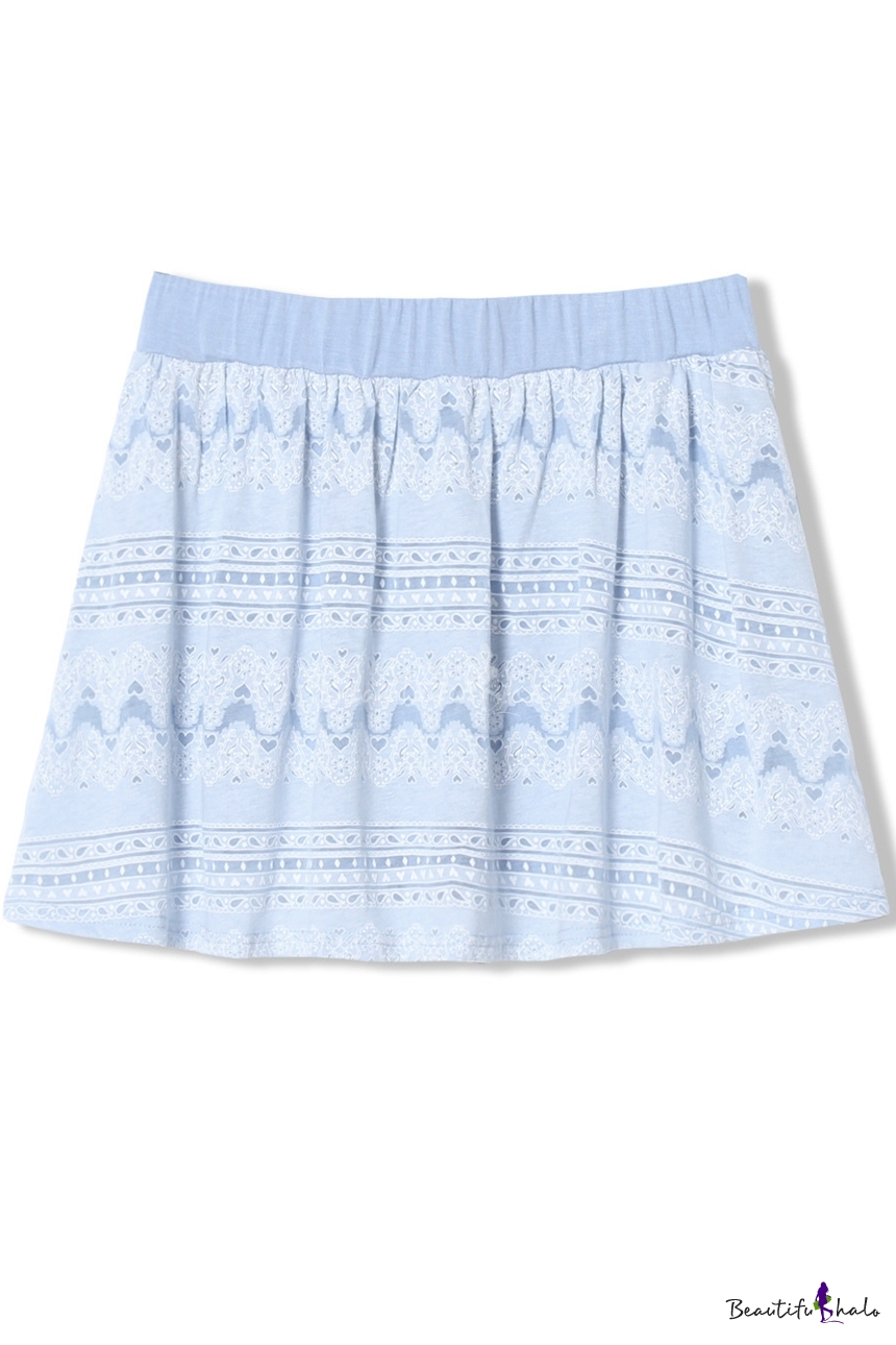 Sweet Summer Lace Crochet Pleated Mini Skirt