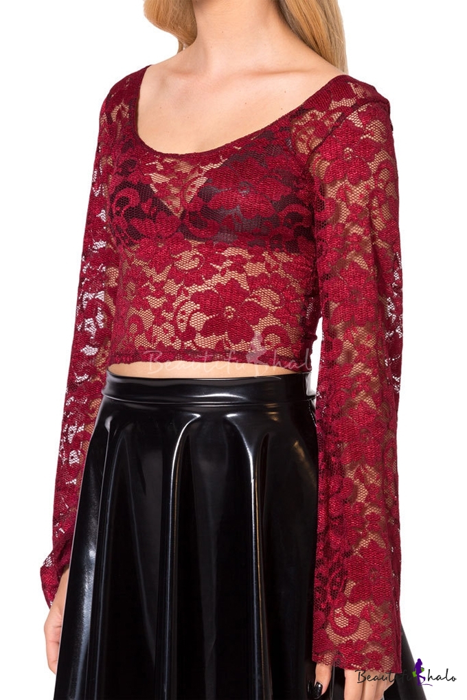 black flare sleeve crop top