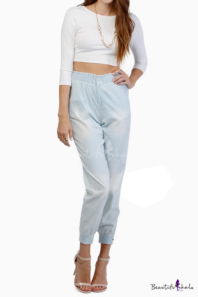 Plain Bateau Skinny 3 4 Sleeve Crop Top With Crossback