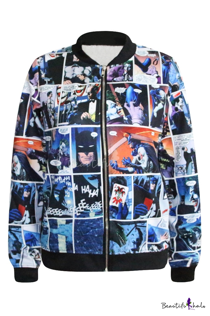 cartoon strip print bomber jacket